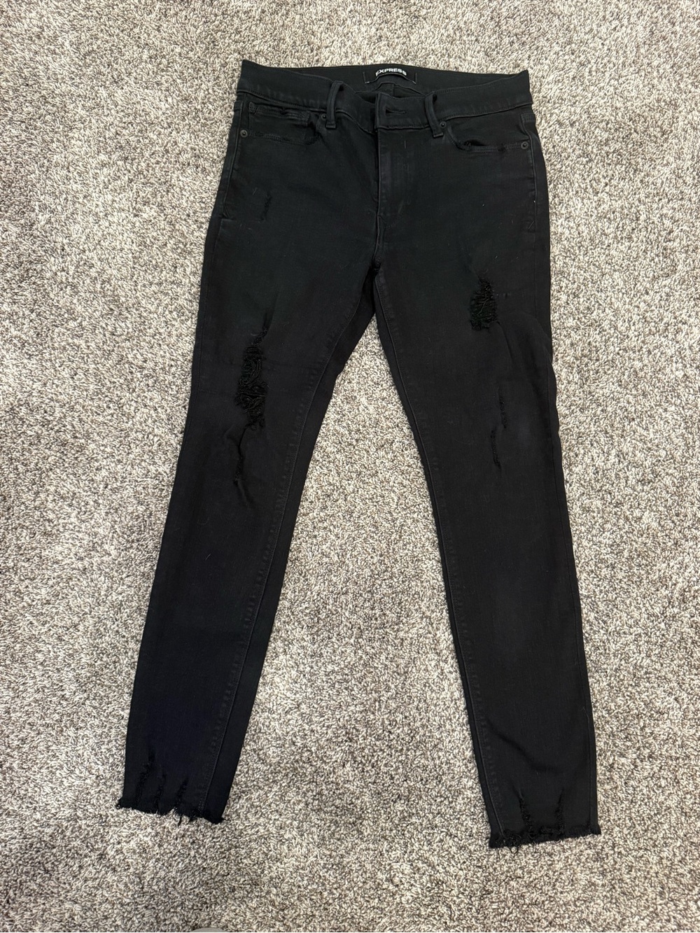 Express Black Jeans with White Branded Label